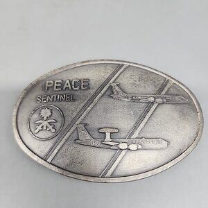Peace Sentinel #199 Belt Buckle Made In Saudi Arabia Silver Airplane